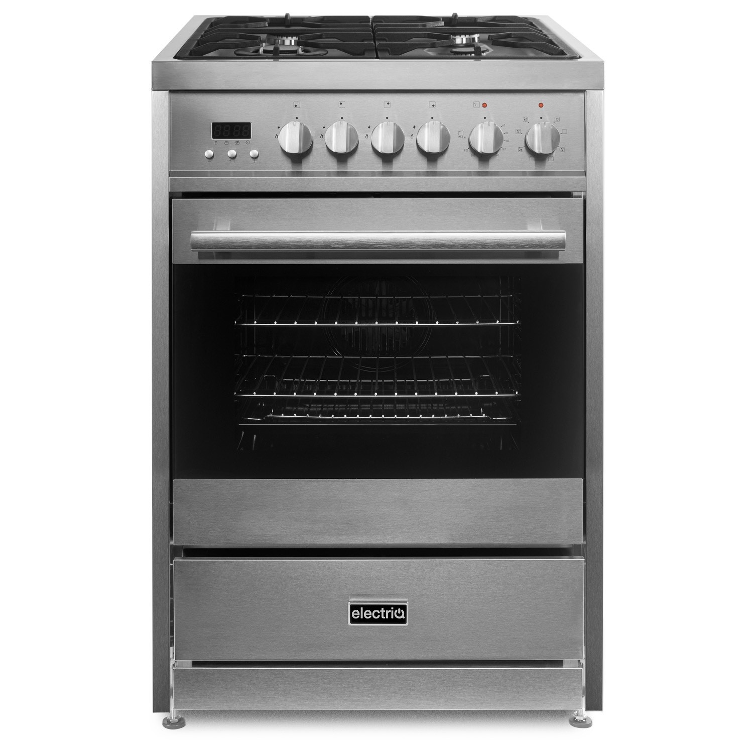 electriQ 60cm Single Oven Mini Range Cooker - Stainless Steel