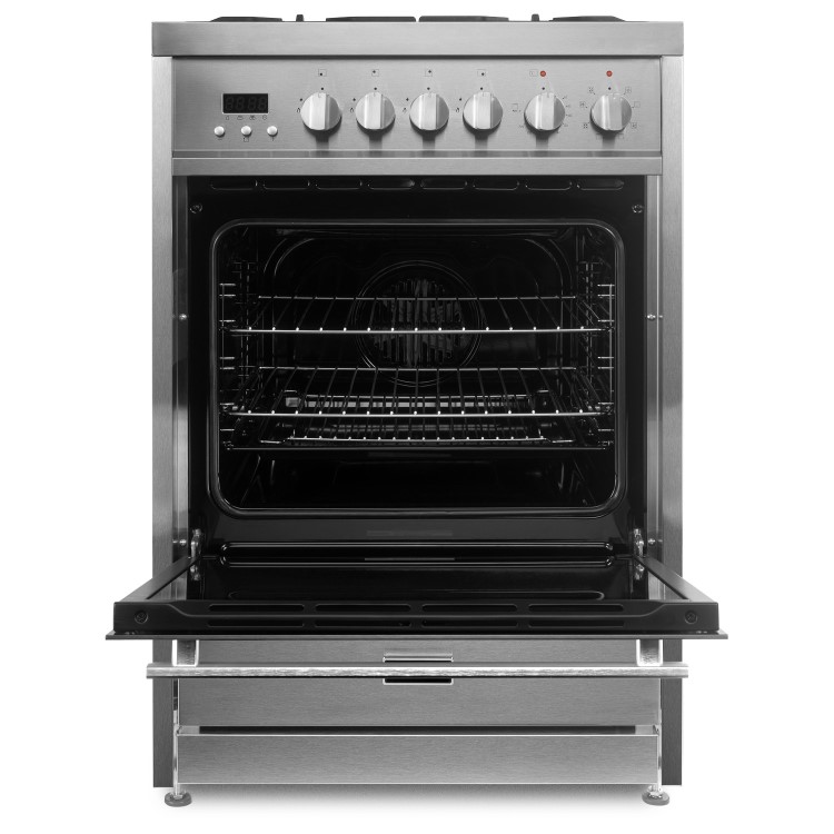 Refurbished electriQ EQ60RANGEPROSS 60cm Single Oven Mini Range Cooker Stainless Steel