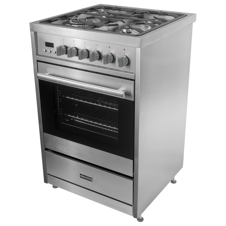 Refurbished electriQ EQ60RANGEPROSS 60cm Single Oven Mini Range Cooker Stainless Steel