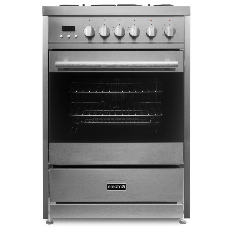 Refurbished electriQ EQ60RANGEPROSS 60cm Single Oven Mini Range Cooker Stainless Steel