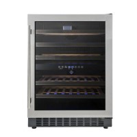 GRADE A3 - electriQ 45 Bottle Freestanding Under Counter Wine Cooler Dual Zone 60cm Wide 82cm Tall - Stainless Steel