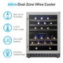 GRADE A2 - electriQ 60cm  Dual Temperature Dual Zone Wine Cooler - Stainless Steel