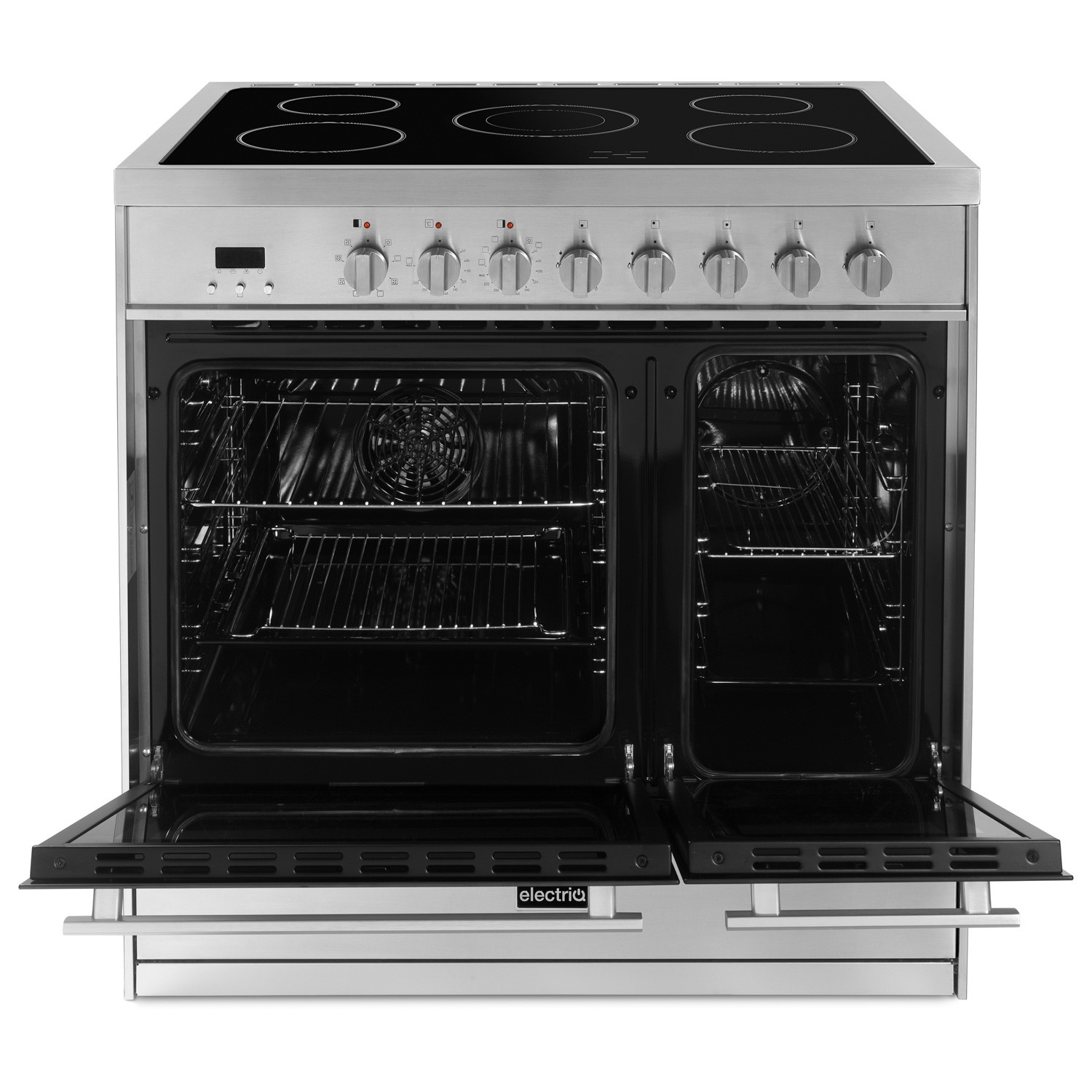 electriQ 90cm Electric Range Cooker Mirror Finish Stainless Steel