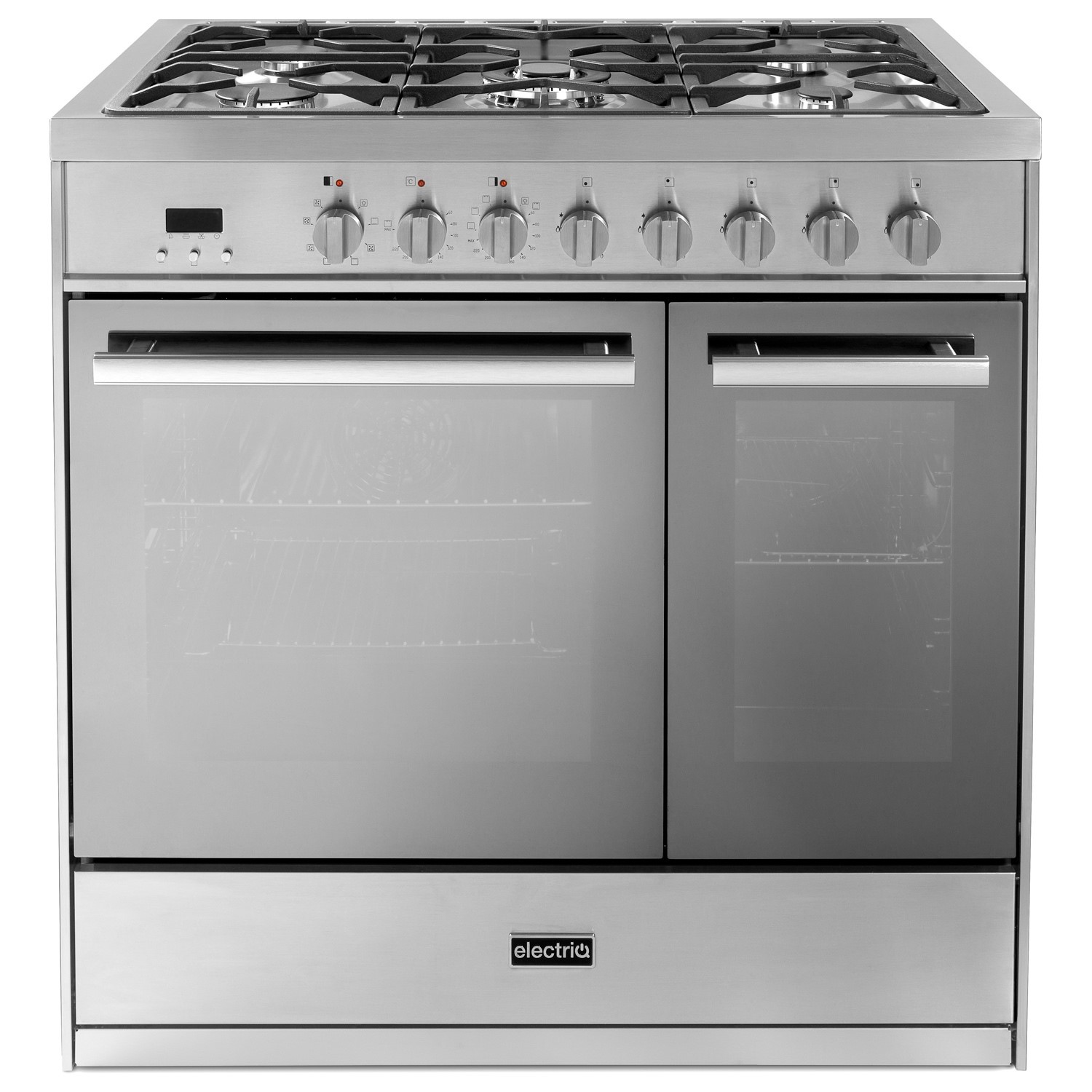 electriQ 90cm Dual Fuel Range Cooker - Mirror Finish Stainless Steel