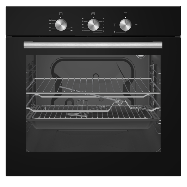 electriQ 63L Gas Oven with Electric Grill Black EQBIOGASBLACK