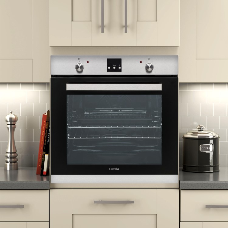 GRADE A2 - electriQ Extra Large 78 Litre Electric Built-in Stainless Steel Single Oven - Supplied with a plug