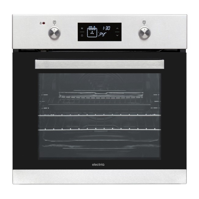 GRADE A1 - electriQ Large 68L Pyrolytic Electric Single Oven in Stainless Steel 