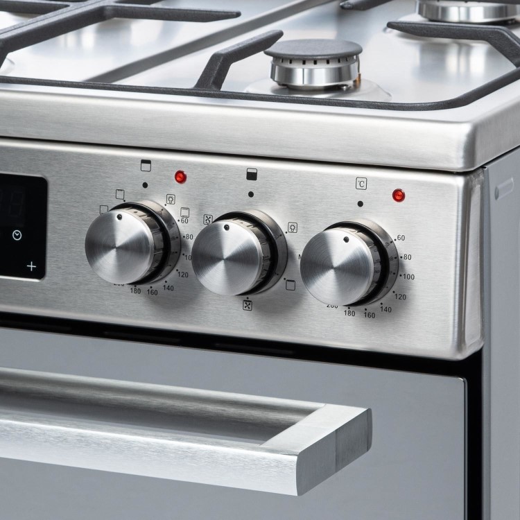 Refurbished electriQ EQDF60MD 60cm Double Oven Dual Fuel Cooker Stainless Steel