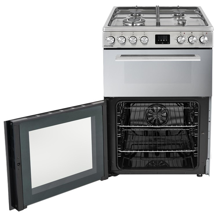 Refurbished electriQ EQDF60MD 60cm Double Oven Dual Fuel Cooker Stainless Steel