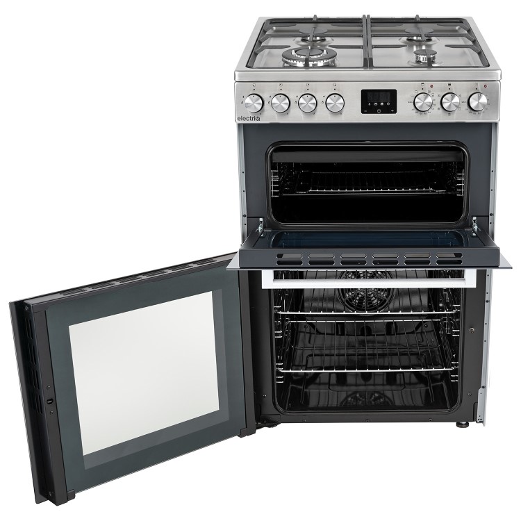 Refurbished electriQ EQDF60MD 60cm Double Oven Dual Fuel Cooker Stainless Steel