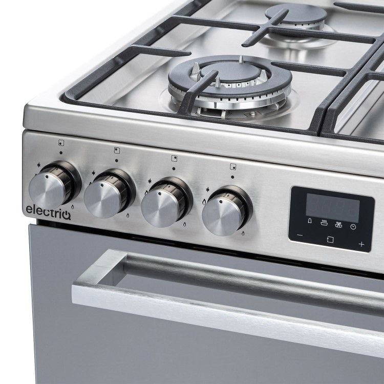 Refurbished electriQ EQDF60MD 60cm Double Oven Dual Fuel Cooker Stainless Steel