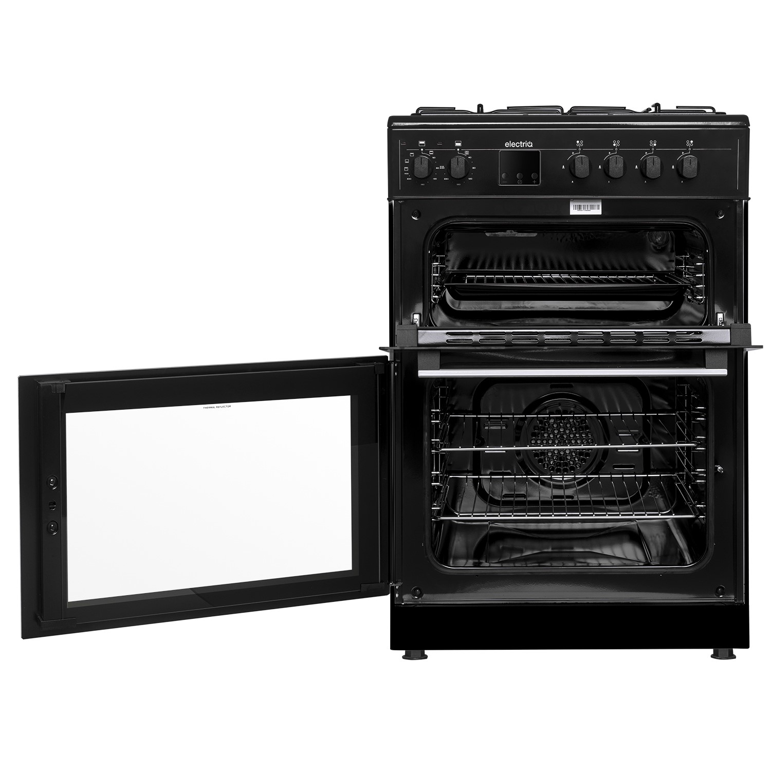 electriQ 60cm Dual Fuel Cooker Black EQDFC360BL Appliances Direct