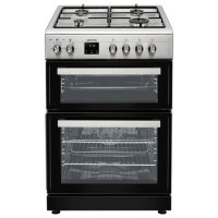 electriQ 60cm Dual Fuel Cooker with Double Oven - Silver