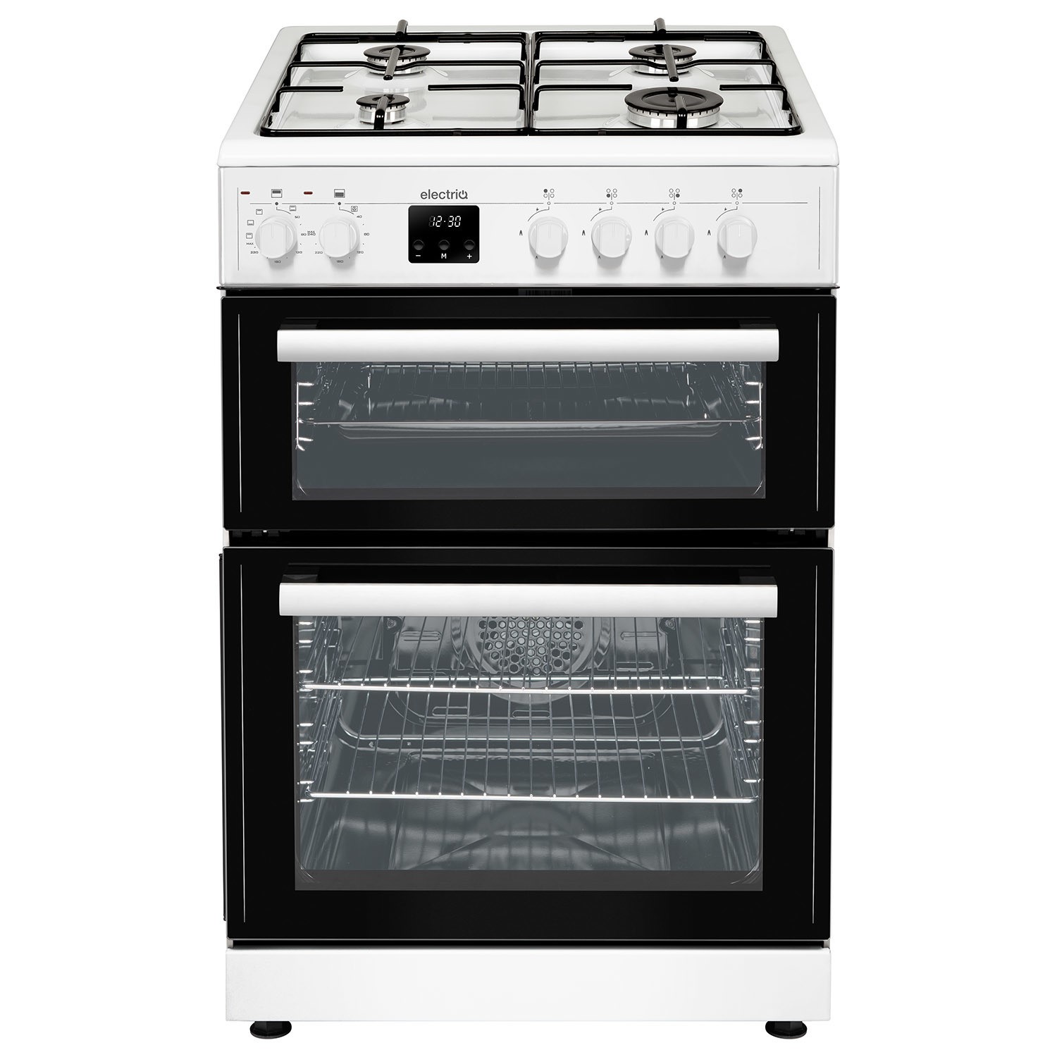electriQ 60cm Dual Fuel Cooker with Double Oven - White
