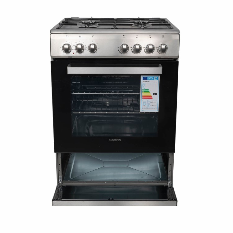 GRADE A2 - electriQ 60cm Single Oven Dual Fuel Cooker - Stainless Steel