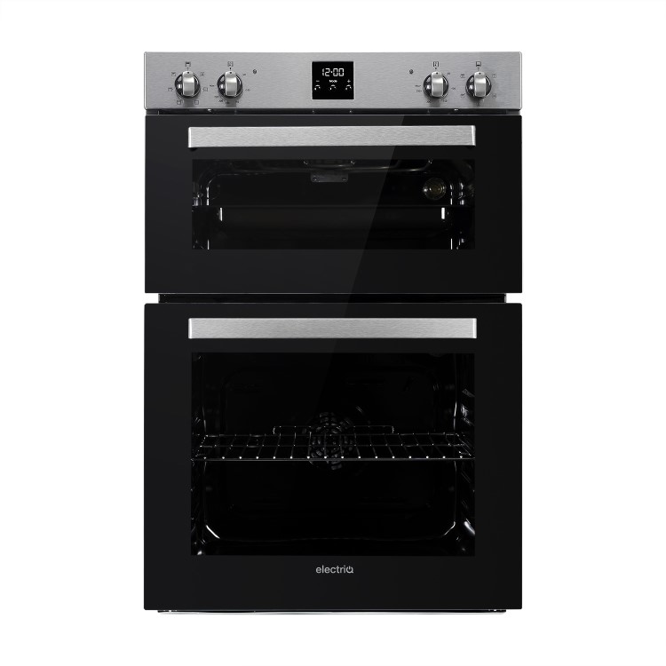 Refurbished electriQ EQDO1STEEL 60cm Double Built In Electric Oven Stainless Steel