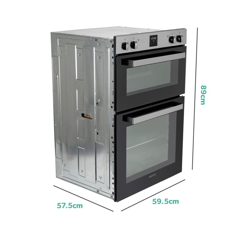 Refurbished electriQ EQDO1STEEL 60cm Double Built In Electric Oven Stainless Steel