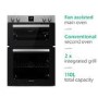 Refurbished electriQ EQDO1STEEL 60cm Double Built In Electric Oven Stainless Steel