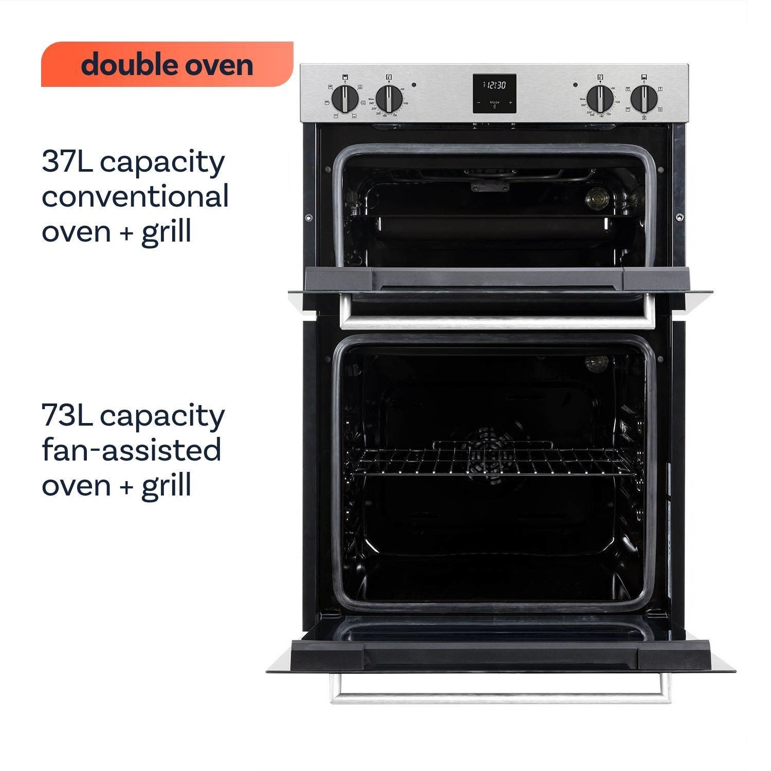 electriQ BuiltIn Electric Double Oven Stainless Steel EQDO1STEEL Appliances Direct