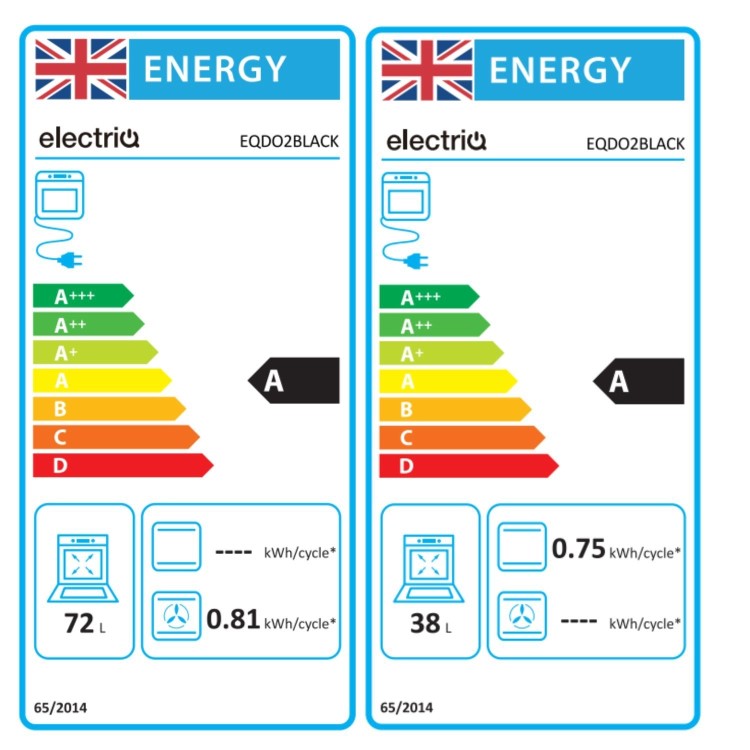 electriQ Built-In Electric Double Oven - Black