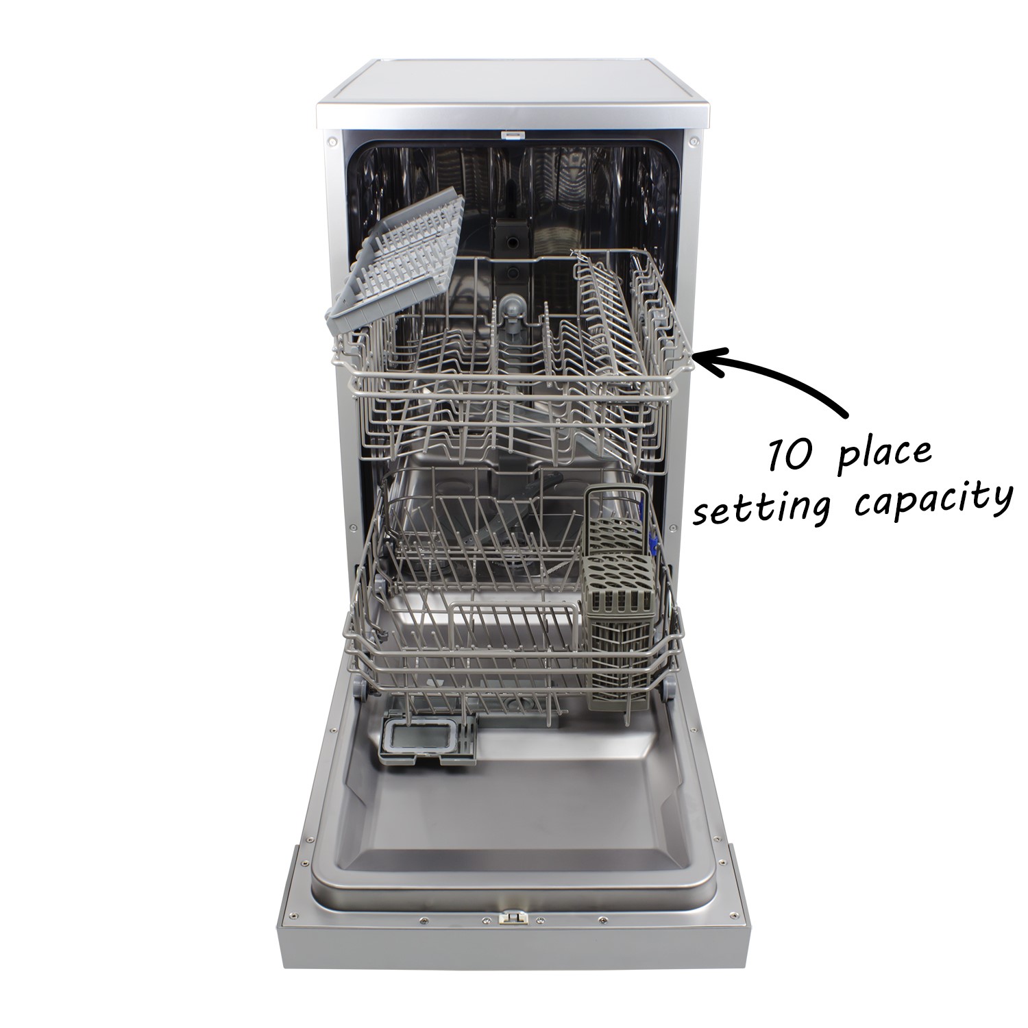 electriQ 10 Place Slimline Freestanding Dishwasher Silver