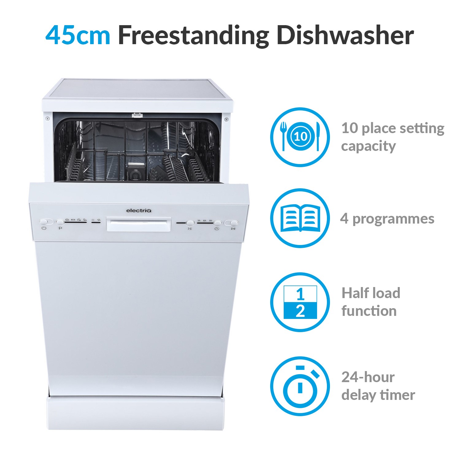 electriq 10 place slimline fully integrated dishwasher