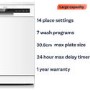 electriQ Series 2 Freestanding Dishwasher - D-Rated, White