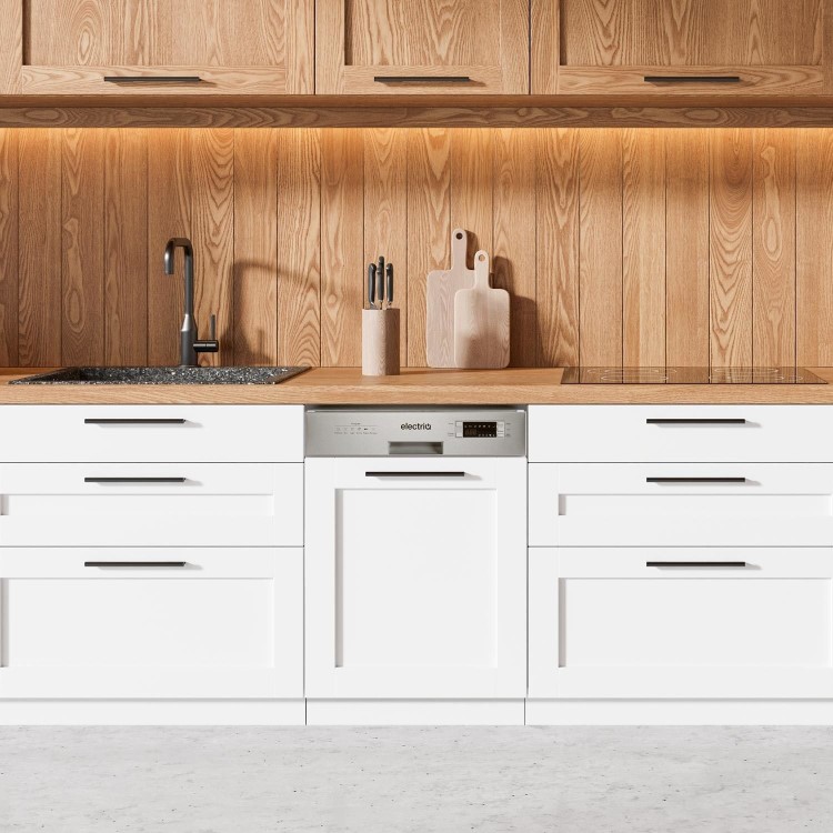 Refurbished electriQ EQDWSINT60 13 Place Semi Integrated Dishwasher Stainless steel