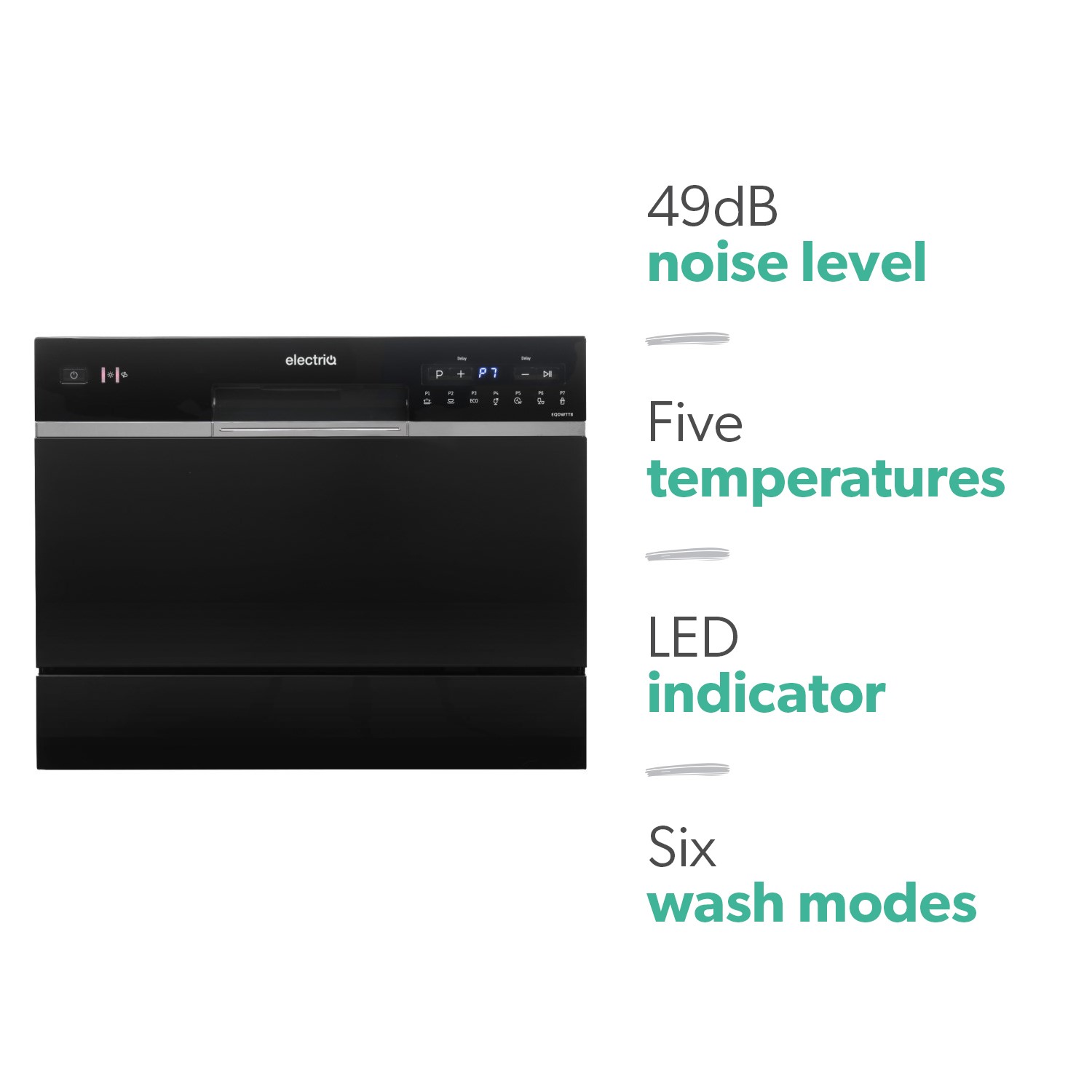 Refurbished electriQ EQDWTTB 6 Place Integrated Table Top Dishwasher
