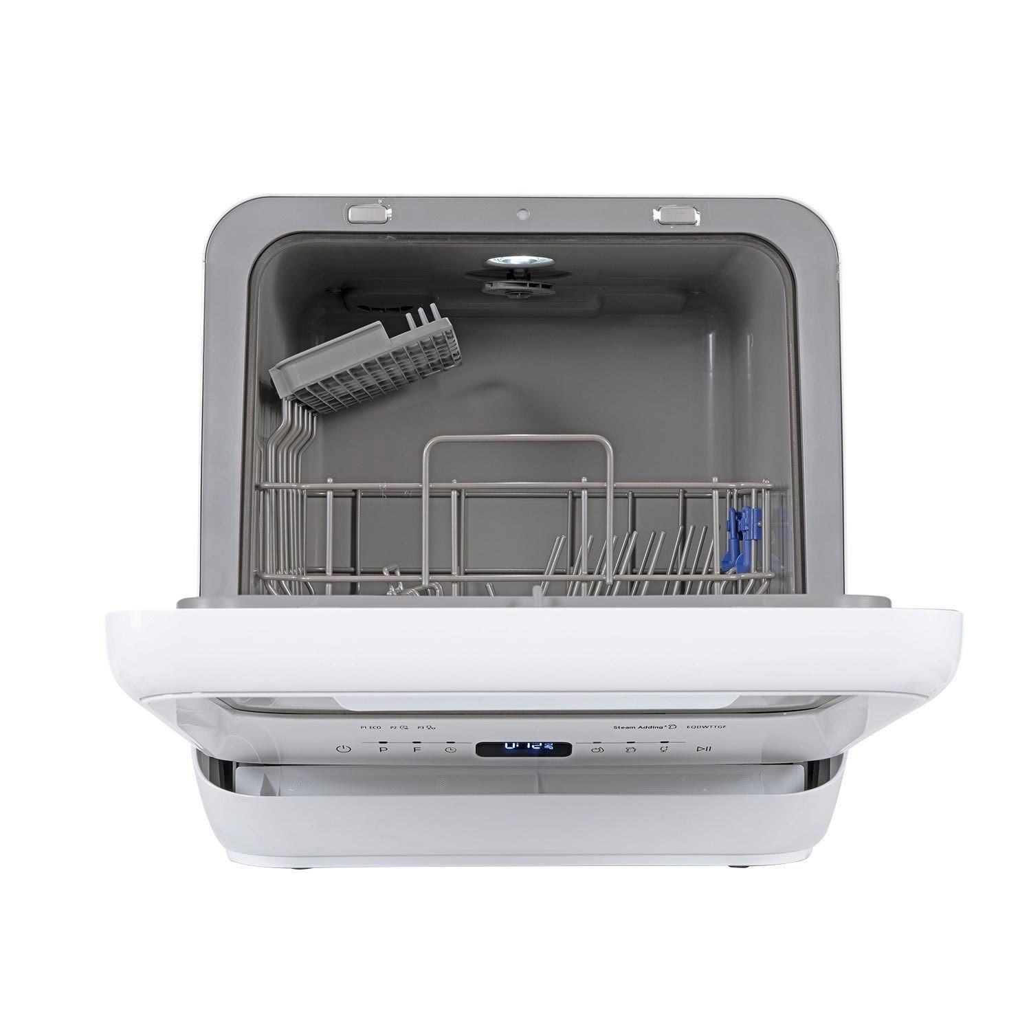 electriQ Freestanding Mini Table Top Dishwasher with Glass Front