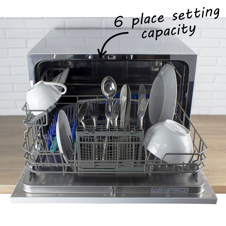GRADE A1 - ElectriQ 6 Place Freestanding Compact Table Top Dishwasher - White