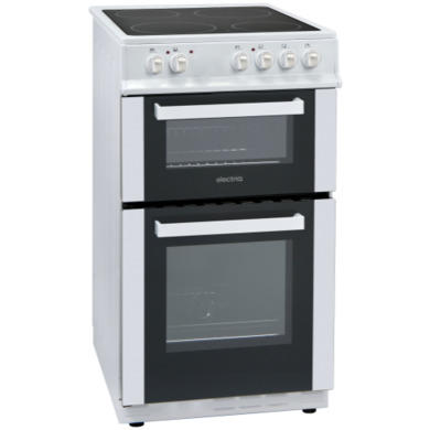 GRADE A1 - ElectriQ 50cm Electric Twin Cavity Cooker With Ceramic Hob  - White