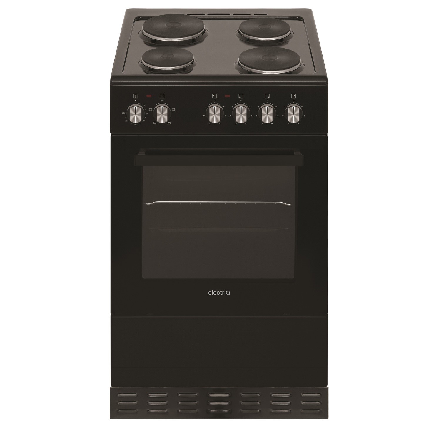 electriQ 50cm Single Oven Electric Cooker with Solid Hotplate Hob Black 