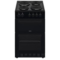 electriQ 50cm Double Cavity Electric Cooker with Sealed Plate Hob - Black