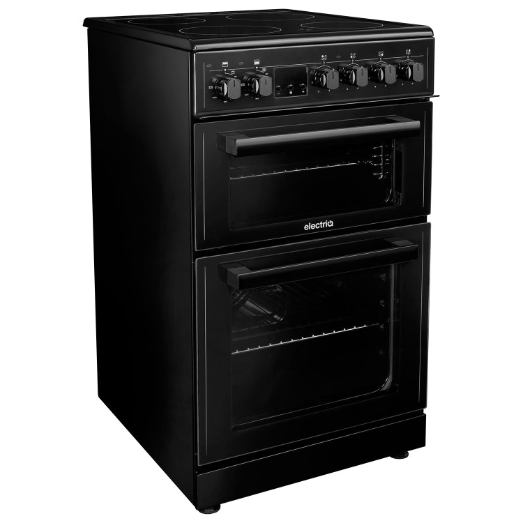 Refurbished electriQ 50cm Double Cavity Electric Cooker - Black
