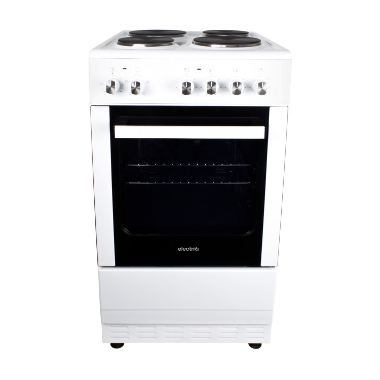 GRADE A1 - electriQ 50cm Electric Cooker with Single Oven and Solid Hotplate in White