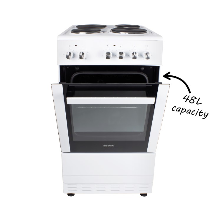 GRADE A1 - electriQ 50cm Electric Cooker with Single Oven and Solid Hotplate in White