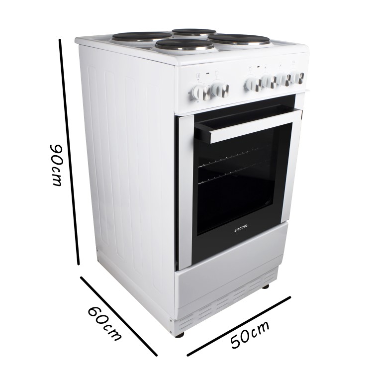 GRADE A1 - electriQ 50cm Electric Cooker with Single Oven and Solid Hotplate in White