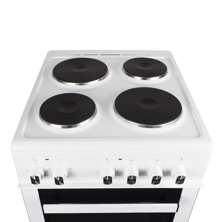 GRADE A1 - electriQ 50cm Electric Cooker with Single Oven and Solid Hotplate in White