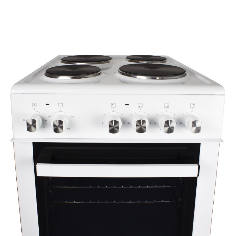 GRADE A1 - electriQ 50cm Electric Cooker with Single Oven and Solid Hotplate in White