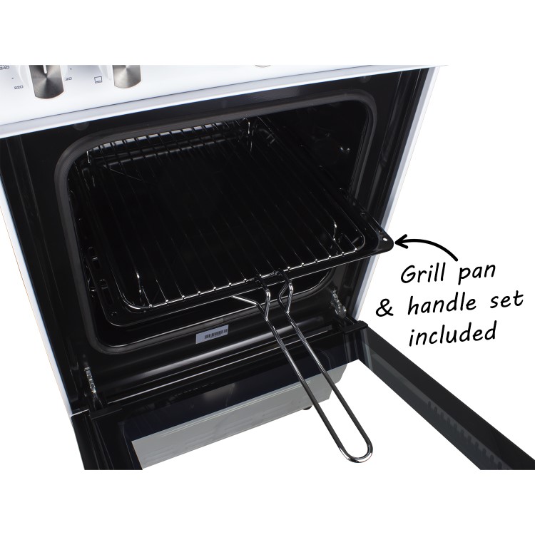 GRADE A1 - electriQ 50cm Electric Cooker with Single Oven and Solid Hotplate in White