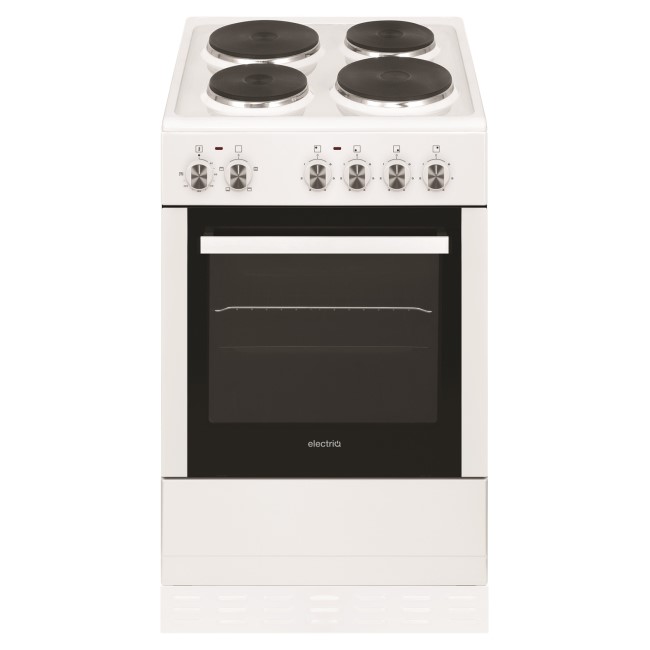 GRADE A2 - electriQ 50cm Electric Cooker with Single Oven and Solid Hotplate in White