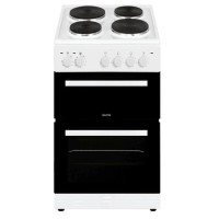 electriQ 50cm Double Cavity Electric Cooker with Sealed Plate Hob - White