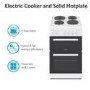 electriQ 50cm Double Cavity Electric Cooker with Sealed Plate Hob - White