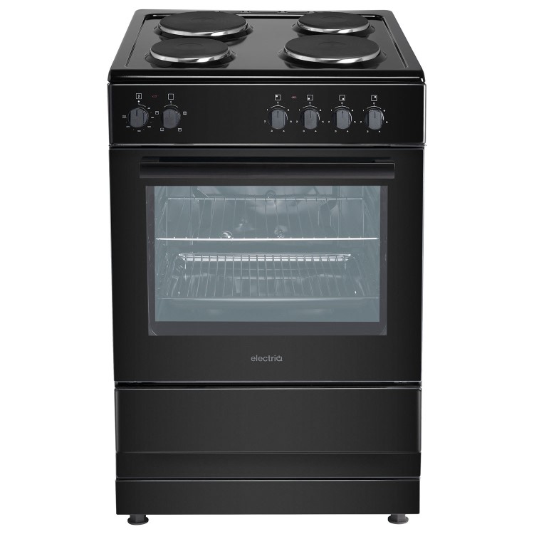 electriQ 60cm Electric Cooker with Sealed Plate Hob - Black