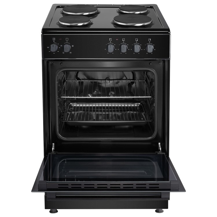 electriQ 60cm Electric Cooker with Sealed Plate Hob - Black