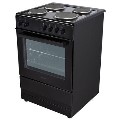 electriQ 60cm Electric Cooker with Sealed Plate Hob - Black