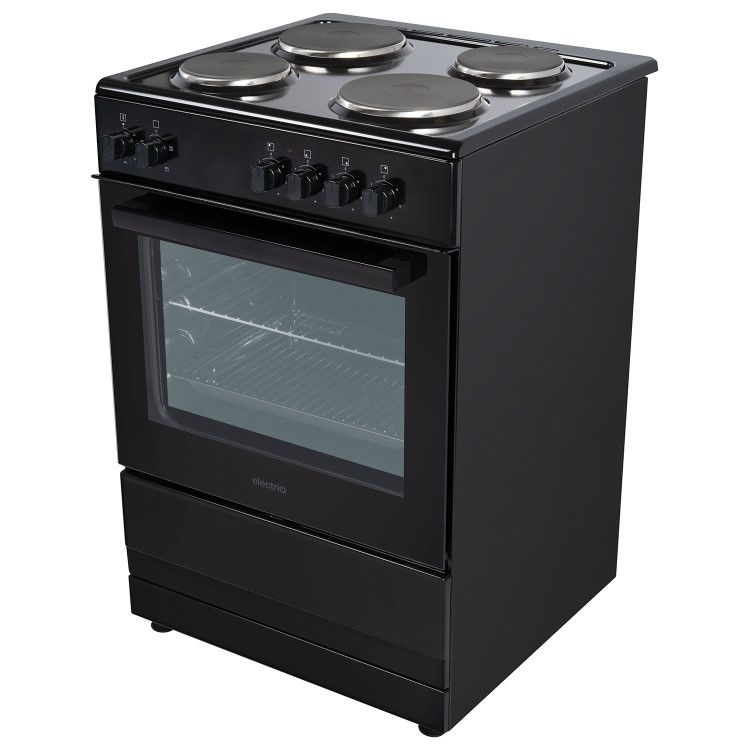electriQ 60cm Electric Cooker with Sealed Plate Hob - Black