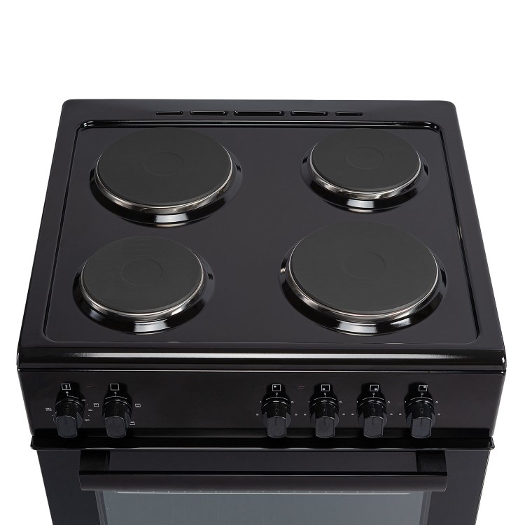 electriQ 60cm Electric Cooker with Sealed Plate Hob - Black