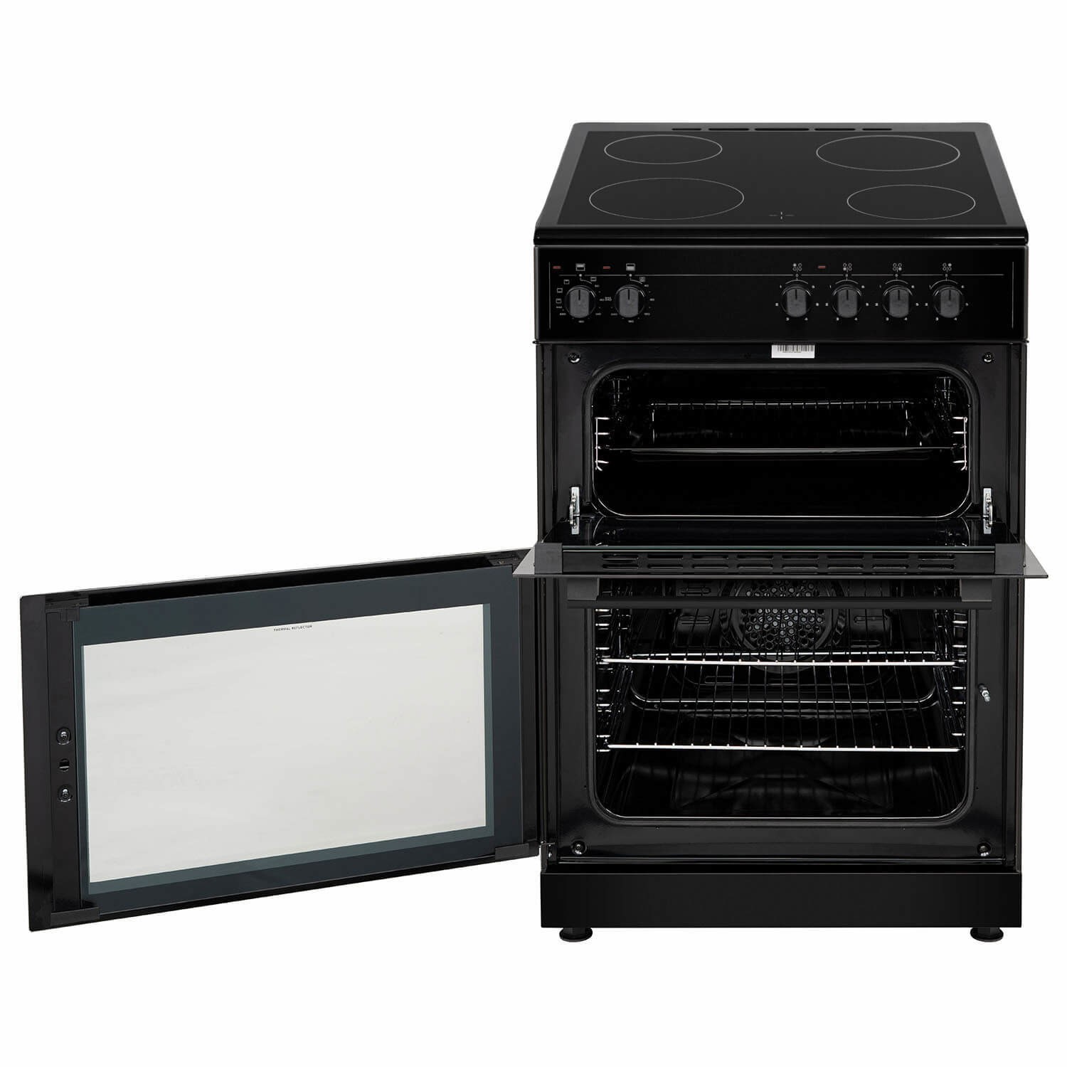 electriQ 60cm Double Oven Electric Cooker Black EQEC60B5 Appliances